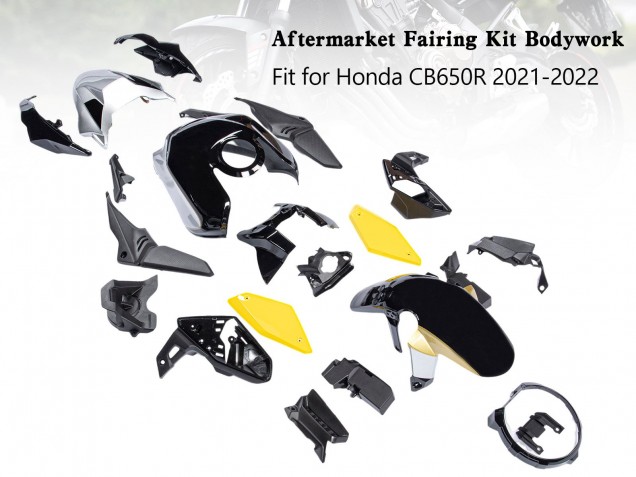 Billige Honda CB650R Motorrad Verkleidung 2019-2022 - Schwarz Gelb