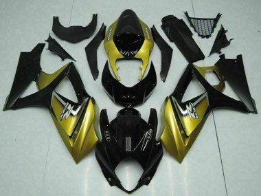 Billige Suzuki GSXR 1000 Motorrad Verkleidung 2007-2008 - Gold Glanzendes Schwarz Silber Aufkleber