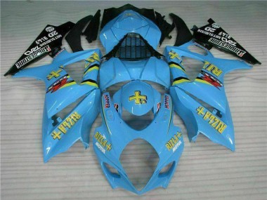 Billige Suzuki GSXR 1000 Motorrad Verkleidung Kit 2007-2008 - Blau Gold Schwarz Rizla