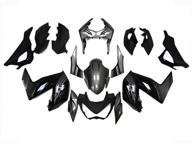 Billige Kawasaki Z250/Z300 Motorrad Verkleidung 2015-2016 - Glanzendes Schwarz Grau