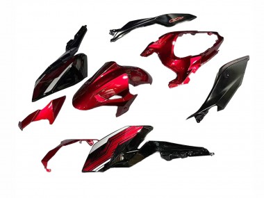 Billige Kawasaki Z400 Motorrad Verkleidung 2018-2024 - Bonbon Rot Glanzendes Schwarz