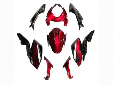 Billige Kawasaki Z400 Motorrad Verkleidung 2018-2024 - Bonbon Rot Glanzendes Schwarz