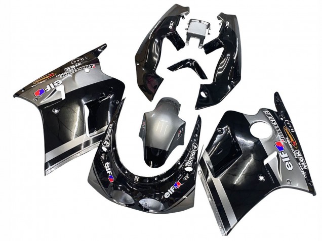 Billige Kawasaki ZXR250 Motorrad Verkleidung 1989-1990 - Glanzendes Schwarz Grau Elf Touch4 Bridgestone