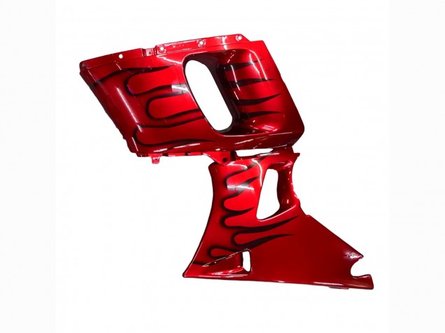 Billige Kawasaki ZZR600 Motorrad Verkleidung 1998-2003 - Rot mit Schwarz Flamme