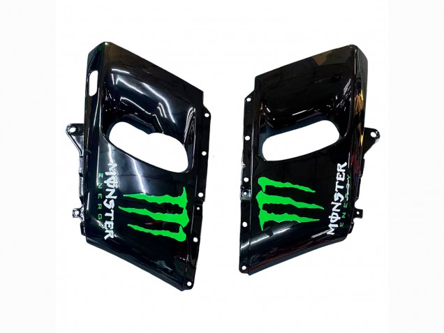Billige Kawasaki ZZR400 Motorrad Verkleidung 1993-2007 - Grun Glanzendes Schwarz Grun Monster Elf Touch4 Bridgestone