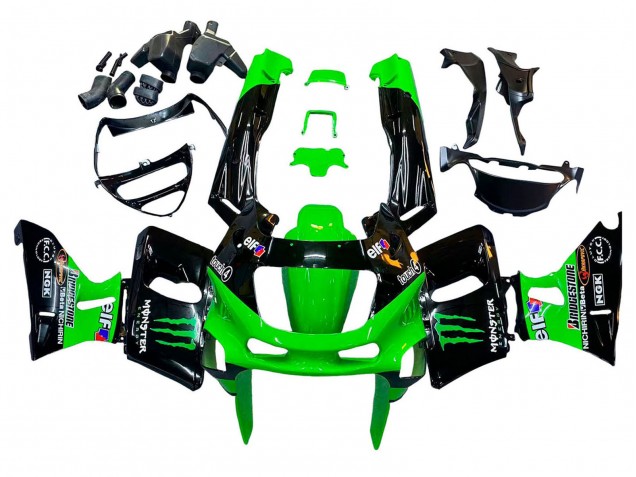 Billige Kawasaki ZZR600 Motorrad Verkleidung 1998-2003 - Grun Schwarz Monster Elf