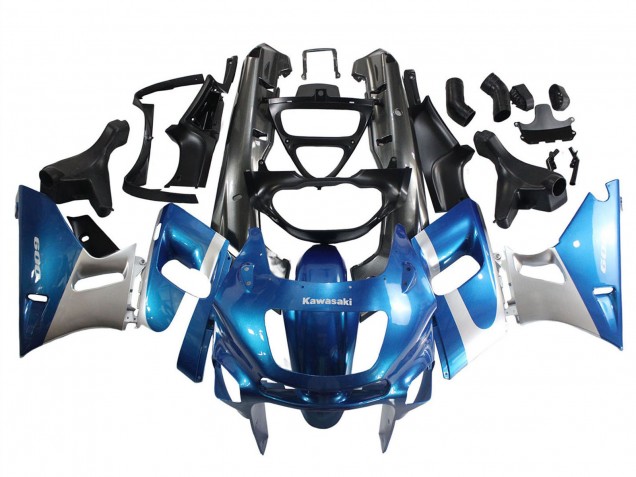 Billige Kawasaki ZZR600 Motorrad Verkleidung 1998-2003 - Blau Silber Schwarz