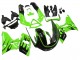 Billige Kawasaki ZZR600 Motorrad Verkleidung 1998-2003 - Grun Glanzendes Schwarz Flamme