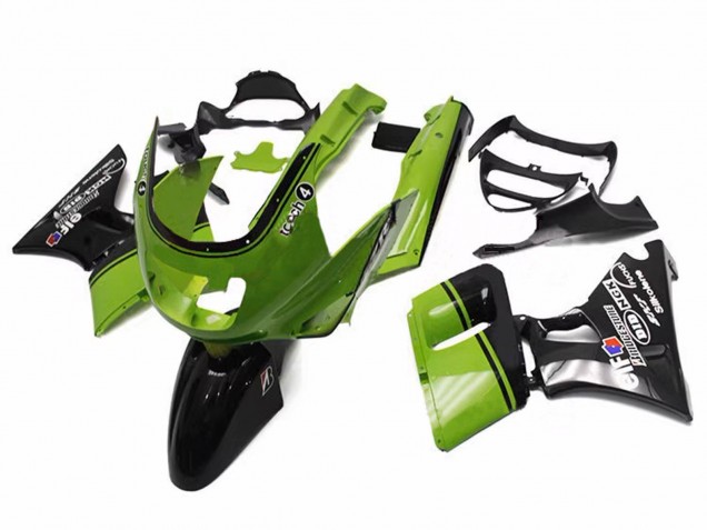 Billige Kawasaki ZZR600 Motorrad Verkleidung 1998-2003 - Grun Glanzendes Schwarz Elf Touch4 Bridgestone