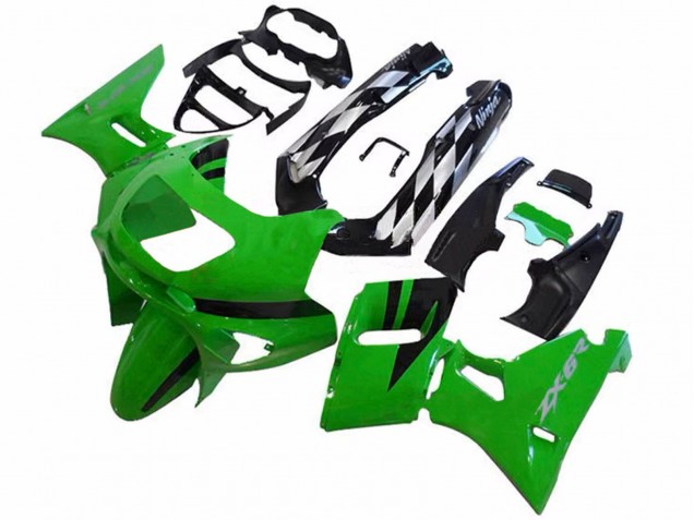 Billige Kawasaki ZZR400 Motorrad Verkleidung 1993-2007 - Grun Glanzendes Schwarz