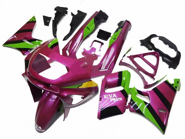 Billige Kawasaki ZZR600 Motorrad Verkleidung 1998-2003 - Dunkel Rosa Grun EVA Rennen