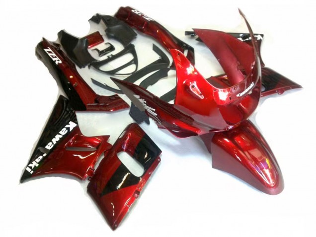 Billige Kawasaki ZZR400 Motorrad Verkleidung 1993-2007 - Rot Glanzendes Schwarz
