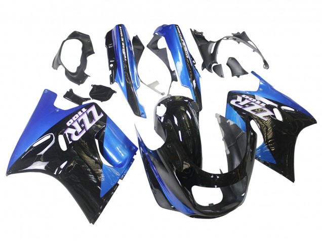 Billige Kawasaki ZZR1100 Motorrad Verkleidung 1990-1992 - Blau Glanzendes Schwarz