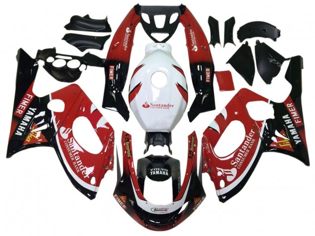 Billige Yamaha YZF600R Thundercat Motorrad Verkleidung 1996-2007 - Glanzendes Schwarz Rot Weiss Volvo Fimer Santunder