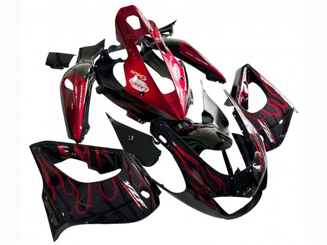Billige Yamaha YZF 1000R Thunderace Motorrad Verkleidung Kit 1997-2007 - Schwarz mit Rot Flamme