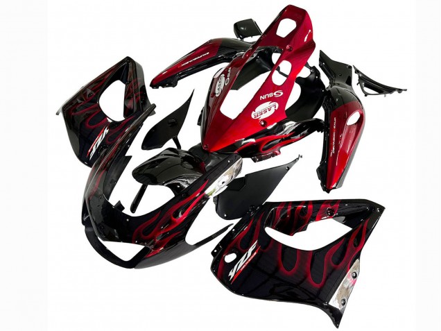 Billige Yamaha YZF 1000R Thunderace Motorrad Verkleidung Kit 1997-2007 - Schwarz mit Rot Flamme