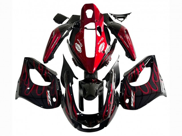 Billige Yamaha YZF 1000R Thunderace Motorrad Verkleidung Kit 1997-2007 - Schwarz mit Rot Flamme