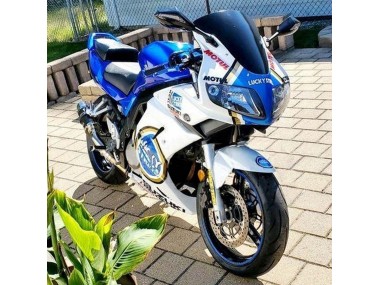 Billige Suzuki SV650 Motorrad Verkleidung 2003-2013 - Weiss Blau Lucky Strike Motul