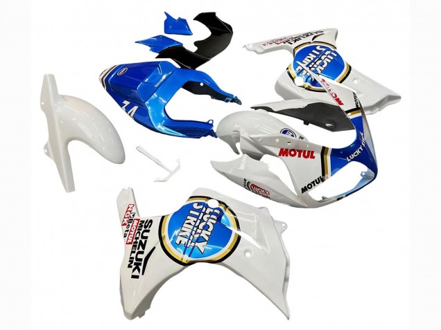 Billige Suzuki SV650 Motorrad Verkleidung 2003-2013 - Weiss Blau Lucky Strike Motul