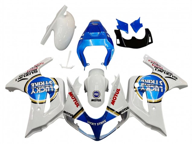 Billige Suzuki SV650 Motorrad Verkleidung 2003-2013 - Weiss Blau Lucky Strike Motul