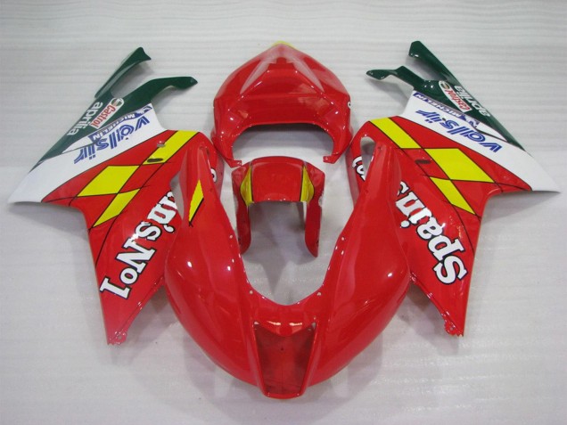 Billige Aprilia RSV1000 Motorrad Verkleidung 2003-2006 - Rot Gelb Weiss Spains No1 Valsir Castrol