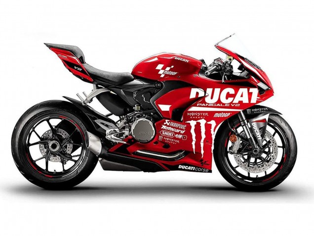 Billige Ducati Panigale V2 Motorrad Verkleidung 2020-2024 - Rot Glanzendes Schwarz Monster Corse