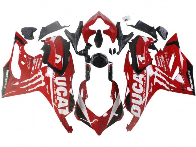Billige Ducati Panigale V2 Motorrad Verkleidung 2020-2024 - Rot Glanzendes Schwarz Monster Corse