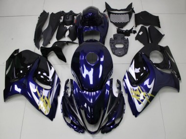 Billige Suzuki GSXR 1300 Hayabusa Motorrad Verkleidung 2008-2020 - Dunkel Blau Weiss Gold