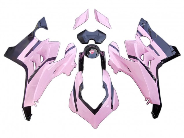 Billige Ducati Panigale V4 V4S Motorrad Verkleidung 2020-2021 - Rosa Glanzendes Schwarz