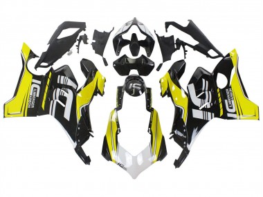 Billige Ducati Panigale V4 V4S Motorrad Verkleidung 2020-2021 - Gelb Weiss Glanzendes Schwarz