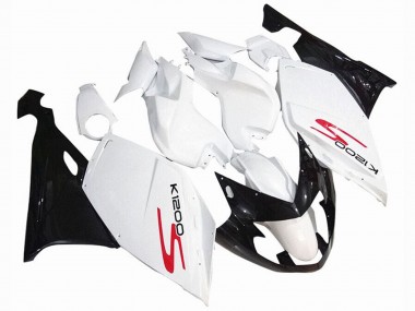Billige BMW K1200S Motorrad Verkleidung 2005-2010 - Weiss Glanzendes Schwarz