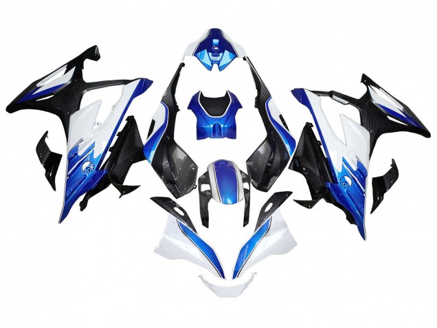 Billige BMW S1000RR Motorrad Verkleidung 2023-2024 - Weiss Blau Schwarz Carbonfaser