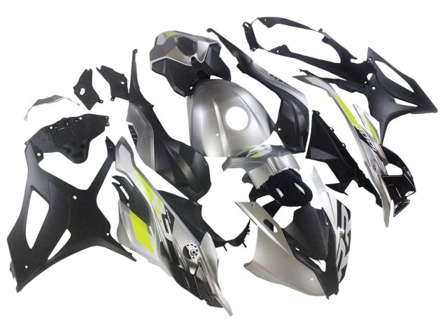 Billige BMW S1000RR Motorrad Verkleidung 2023-2024 - Silber Matt Schwarz Limetten Grun