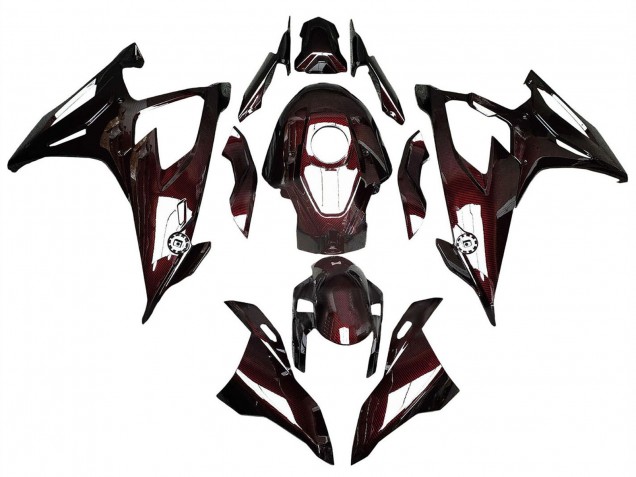 Billige BMW S1000RR Motorrad Verkleidung 2019-2022 - Dunkel Rot Carbonfaser