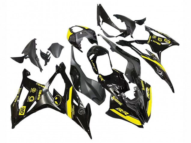 Billige BMW S1000RR Motorrad Verkleidung 2019-2022 - Glanzendes Schwarz Gelb