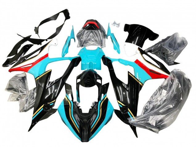 Billige BMW S1000RR Motorrad Verkleidung 2019-2022 - Schwarz Himmelblau Rot