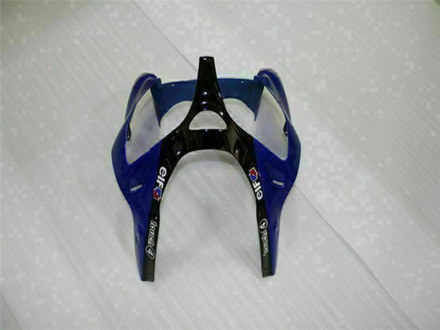 Billige Kawasaki ZX6R Motorrad Verkleidung 2000-2002 - Blau Glanzendes Schwarz Elf Bridgestone