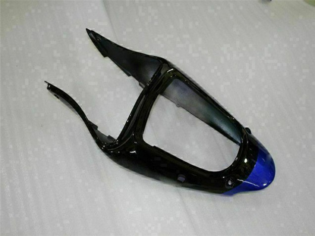 Billige Kawasaki ZX6R Motorrad Verkleidung 2000-2002 - Blau Glanzendes Schwarz Elf Bridgestone