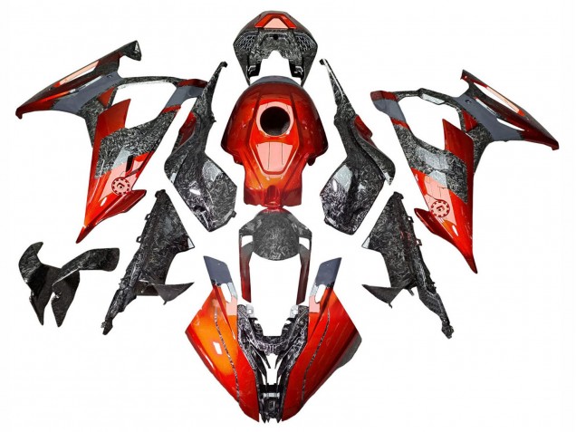 Billige BMW S1000RR Motorrad Verkleidung 2019-2022 - Dunkel Orange Geschmiedet Carbonfaser