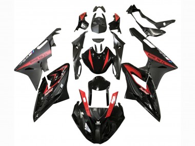 Billige BMW S1000RR Motorrad Verkleidung 2017-2018 - Rot Glanzendes Schwarz Matt Schwarz