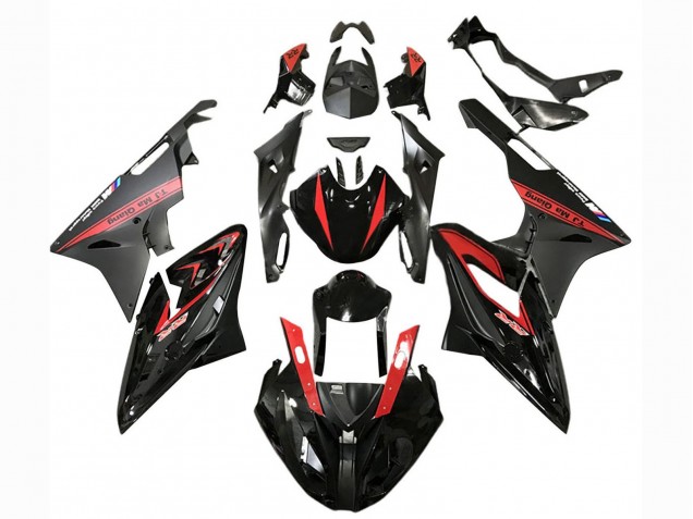 Billige BMW S1000RR Motorrad Verkleidung 2017-2018 - Rot Glanzendes Schwarz Matt Schwarz
