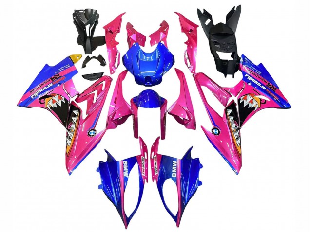 Billige BMW S1000RR Motorrad Verkleidung 2017-2018 - Rosa Blau Gelb Hai