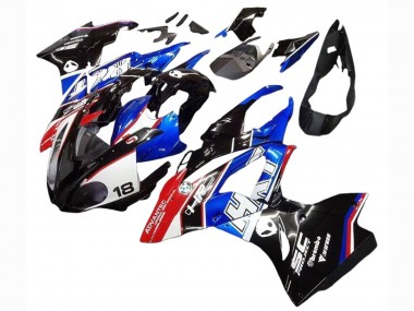 Billige BMW S1000RR Motorrad Verkleidungen Kit 2017-2018 - Weiss Blau Rot Glanzendes Schwarz