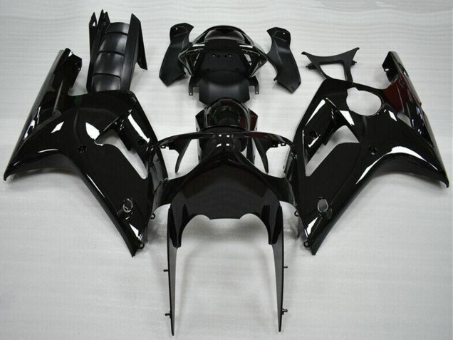 Billige Kawasaki ZX6R Motorrad Verkleidung 2003-2004 - Glanzendes Schwarz