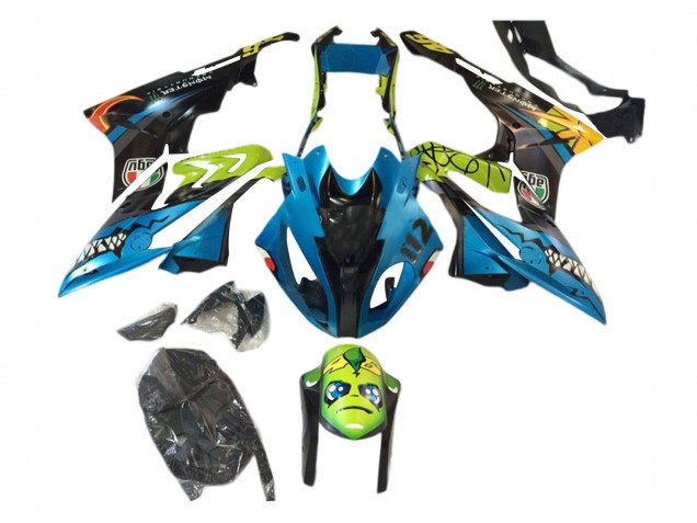 Billige BMW S1000RR Motorrad Verkleidung 2017-2018 - Blau Gelb Hai