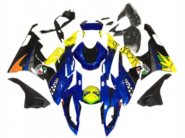 Billige BMW S1000RR Motorrad Verkleidung 2015-2016 - Gelb Blau Schwarz Hai