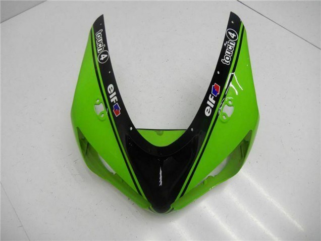 Billige Kawasaki ZX6R Motorrad Verkleidung 2005-2006 - Grun Glanzendes Schwarz Elf