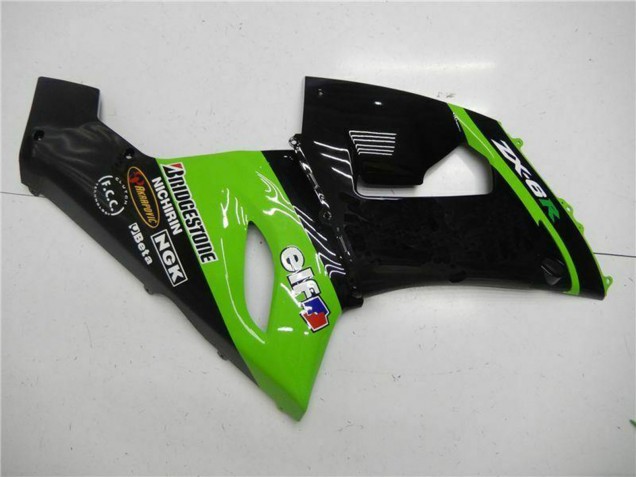Billige Kawasaki ZX6R Motorrad Verkleidung 2005-2006 - Grun Glanzendes Schwarz Elf