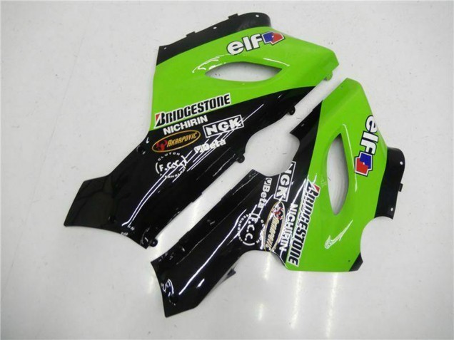 Billige Kawasaki ZX6R Motorrad Verkleidung 2005-2006 - Grun Glanzendes Schwarz Elf