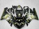 Billige Kawasaki ZX6R Motorrad Verkleidung 2005-2006 - Glanzendes Schwarz Weiss Gold Lucky Strike